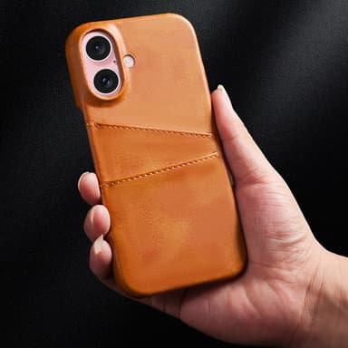 SKALO iPhone 16 Plus PU-nahkainen Korttikotelo - Ruskea