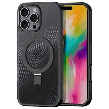 DUX DUCIS iPhone 16 Pro Max Aimo Series Metallisella Jalustalla Suojakuori - Musta