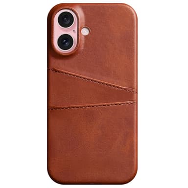 SKALO iPhone 16 Plus PU-nahkainen Korttikotelo - Ruskea
