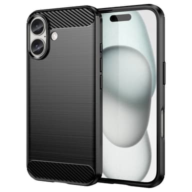 SKALO iPhone 16 Armor Carbon Iskunkestävä TPU suojakuori - Musta