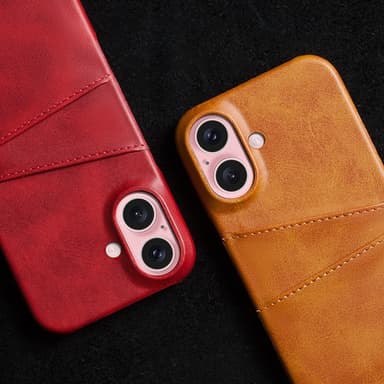 SKALO iPhone 16 Plus PU-nahkainen Korttikotelo - Ruskea