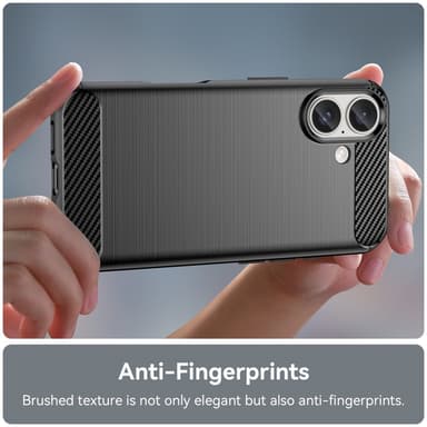 SKALO iPhone 16 Armor Carbon Iskunkestävä TPU suojakuori - Musta