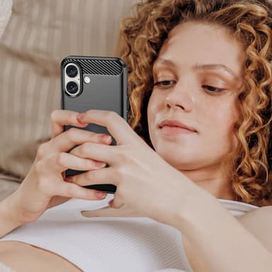 SKALO iPhone 16 Armor Carbon Iskunkestävä TPU suojakuori - Musta
