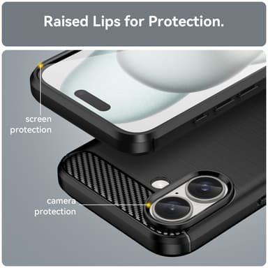 SKALO iPhone 16 Armor Carbon Iskunkestävä TPU suojakuori - Musta