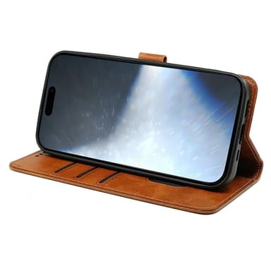 SKALO iPhone 16 Lompakkokotelo PU-nahkaa - Ruskea