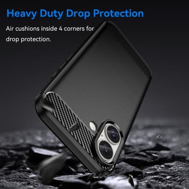 SKALO iPhone 16 Armor Carbon Iskunkestävä TPU suojakuori - Musta