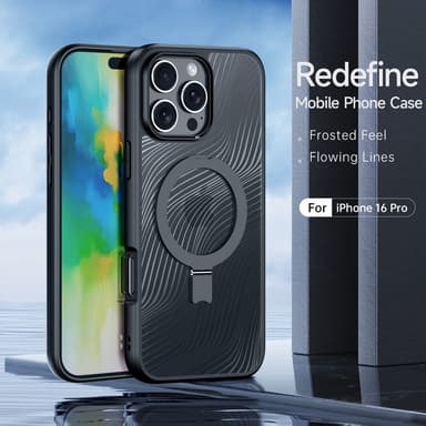 DUX DUCIS iPhone 16 Pro Max Aimo Series Metallisella Jalustalla Suojakuori - Musta