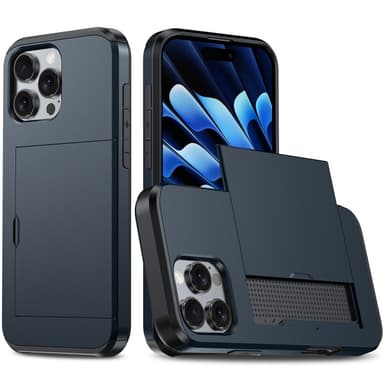 SKALO iPhone 16 Pro Max Armor Suojakuori korttikotelo - Sininen