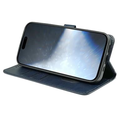 SKALO iPhone 16 Lompakkokotelo PU-nahkaa - Sininen