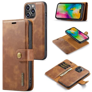 DG MING iPhone 16 Pro 2-in-1 magneetti lompakkokotelo - Ruskea