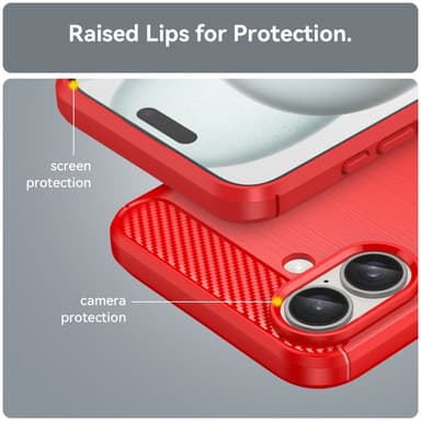 SKALO iPhone 16 Plus Armor Carbon Iskunkestävä TPU suojakuori - Punainen