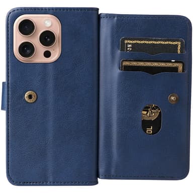 SKALO iPhone 16 Pro 10-lokeroa Lompakkokotelo - Sininen