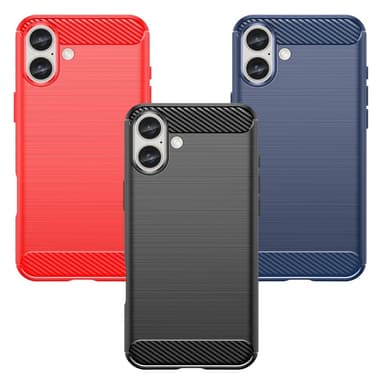 SKALO iPhone 16 Plus Armor Carbon Iskunkestävä TPU suojakuori - Punainen