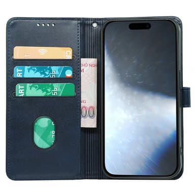 SKALO iPhone 16 Pro Max Lompakkokotelo PU-nahkaa - Sininen