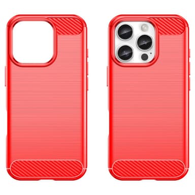 SKALO iPhone 16 Pro Max Armor Carbon Iskunkestävä TPU suojakuori - Punainen