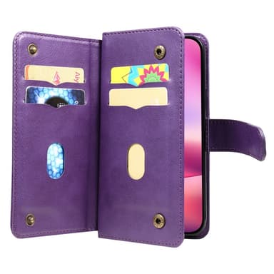 SKALO iPhone 16 10-lokeroa Lompakkokotelo - Violetti