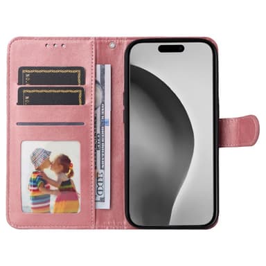 SKALO iPhone 16 Pro Max PU-nahkainen Lompakkokotelo - Pinkki