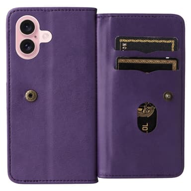 SKALO iPhone 16 10-lokeroa Lompakkokotelo - Violetti