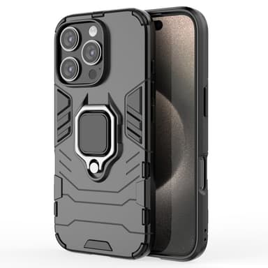 SKALO iPhone 16 Pro Armor Hybridi metallirengas kuori - Musta