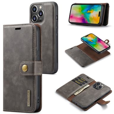 DG MING iPhone 16 Pro 2-in-1 magneetti lompakkokotelo - Harmaa