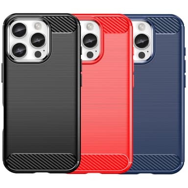 SKALO iPhone 16 Pro Max Armor Carbon Iskunkestävä TPU suojakuori - Punainen