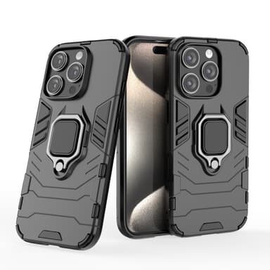 SKALO iPhone 16 Pro Armor Hybridi metallirengas kuori - Musta