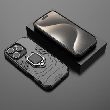 SKALO iPhone 16 Pro Armor Hybridi metallirengas kuori - Musta