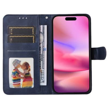 SKALO iPhone 16 PU-nahkainen Lompakkokotelo - Sininen