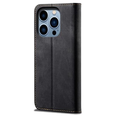 SKALO iPhone 16 Pro Max Jeans Lompakkokotelo - Musta