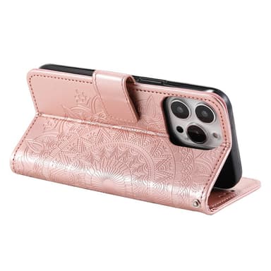 SKALO iPhone 16 Pro Max Mandala lompakkokotelo - Ruusukulta