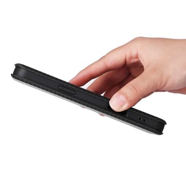 SKALO iPhone 16 Plus Carbon Fiber Lompakkokotelo - Musta
