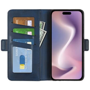 SKALO iPhone 16 Pro Premium Wallet Lompakkokotelo - Sininen
