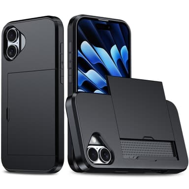 SKALO iPhone 16 Armor Suojakuori korttikotelo - Musta