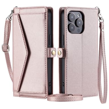 SKALO iPhone 16 Pro Evelope Clutch 5-Lokeroa - Ruusukulta