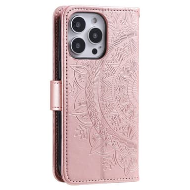 SKALO iPhone 16 Pro Max Mandala lompakkokotelo - Ruusukulta