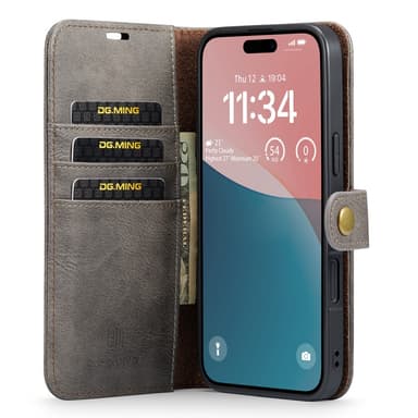 DG MING iPhone 16 Plus 2-in-1 magneetti lompakkokotelo - Harmaa