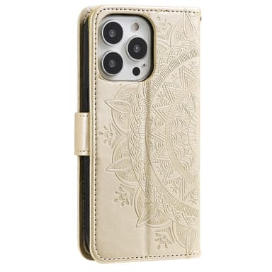 SKALO iPhone 16 Pro Max Mandala lompakkokotelo - Kulta