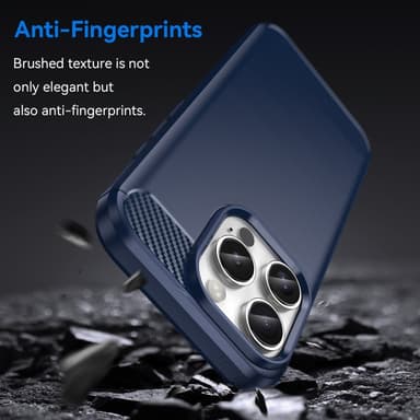 SKALO iPhone 16 Pro Max Armor Carbon Iskunkestävä TPU suojakuori - Sininen
