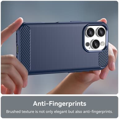 SKALO iPhone 16 Pro Max Armor Carbon Iskunkestävä TPU suojakuori - Sininen