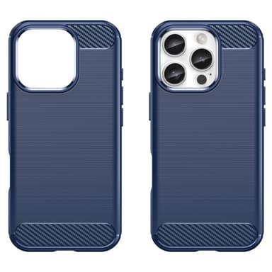 SKALO iPhone 16 Pro Max Armor Carbon Iskunkestävä TPU suojakuori - Sininen