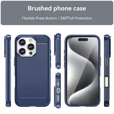 SKALO iPhone 16 Pro Max Armor Carbon Iskunkestävä TPU suojakuori - Sininen