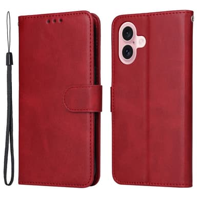 SKALO iPhone 16 PU-nahkainen Lompakkokotelo - Punainen