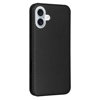 SKALO iPhone 16 Plus Carbon Fiber Lompakkokotelo - Musta