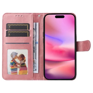 SKALO iPhone 16 PU-nahkainen Lompakkokotelo - Pinkki