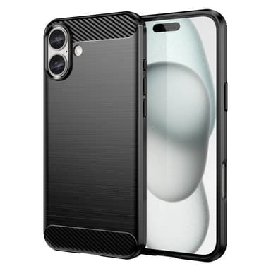 SKALO iPhone 16 Plus Armor Carbon Iskunkestävä TPU suojakuori - Musta