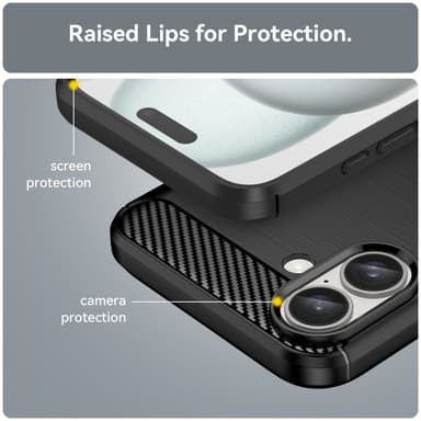 SKALO iPhone 16 Plus Armor Carbon Iskunkestävä TPU suojakuori - Musta