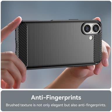 SKALO iPhone 16 Plus Armor Carbon Iskunkestävä TPU suojakuori - Musta