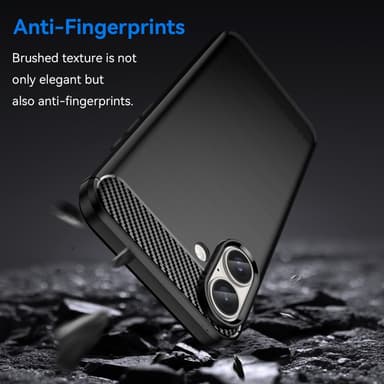 SKALO iPhone 16 Plus Armor Carbon Iskunkestävä TPU suojakuori - Musta