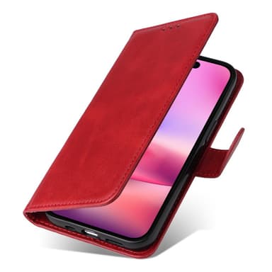 SKALO iPhone 16 PU-nahkainen Lompakkokotelo - Punainen