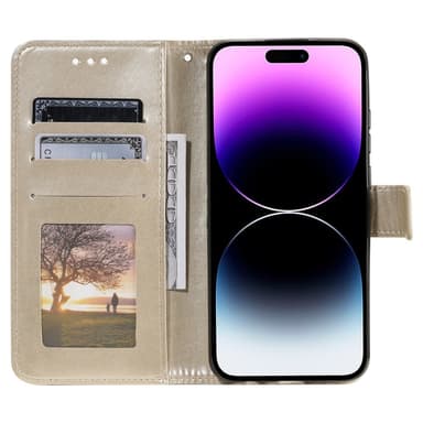 SKALO iPhone 16 Pro Max Mandala lompakkokotelo - Kulta
